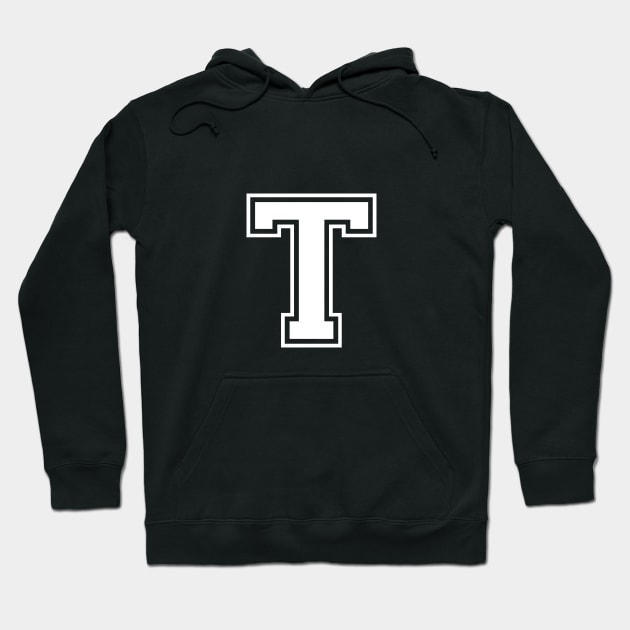 Initial Letter T - Varsity Style Design Hoodie by Hotshots